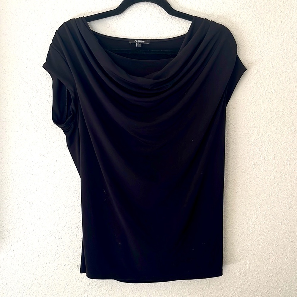 Black ruched/cowl neck blouse